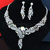 Twist Alloy Rhinestone Pendant Necklaces & Stud Dangle Earrings Sets FS-WG49D19-01-1