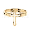 Ion Plating(IP) 304 Stainless Steel Hollow Out Cross Adjustable Ring for Women RJEW-I097-05G-2