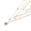 Brass Micro Pave Clear Cubic Zirconia Pendant Necklaces & Paperclip Chain Necklaces Set NJEW-JN03354-04-1