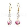 Printed Porcelain & Shell Pearl Dangle Earrings for Women EJEW-JE05812-1