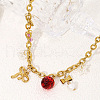 White Bowknot Hot Pink Heart Red Strawberry 201 Stainless Steel & Resin Pendant Necklaces for Women FS-WG72E1A-01-3