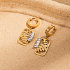 Vintage Stainless Steel Hollow Leaf Hoop Earrings TB6975-1-4