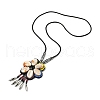 Retro Style Glass & Acrylic & CCB Beads Pendant Necklaces NJEW-Q349-02D-1