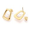 304 Stainless Steel Shell Pearl Stud Earrings EJEW-T047-03G-2