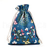 Flower Deer Printed Polycotton(Polyester Cotton) Packing Pouches Drawstring Bags ABAG-T004-10x14-37-2