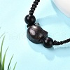 Cat Head Resin Brainded Bead Bracelets BJEW-L701-02B-3