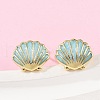 Brass Enamel Stud Earrings EJEW-R032-07G-02-1