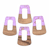 Transparent Resin & Walnut Wood Pendants RESI-S389-034A-B01-1