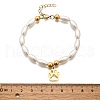 304 Stainless Steel Paw Print Charm Bracelets for Women BJEW-C098-12G-5