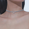 Heart Alloy Full Crystal Rhinestone Link Chain Choker Necklaces for Women FS-WGC99F9-01-1