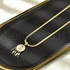 304 Stainless Steel Clear Cubic Zirconia Flat Round Virgin with Feather Pendant Necklaces NJEW-H055-02G-3