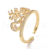 Clear Cubic Zirconia Crown Open Ring RJEW-P032-28G-1