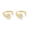 Brass Micro Pave Clear Cubic Zirconia Cuff Rings X-RJEW-F103-13B-G-1