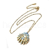 Summer Beach 304 Stainless Steel Light Sky Blue Enamel Pendant Necklaces for Women NJEW-U043-01B-G-4