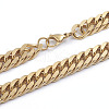 Men's 304 Stainless Steel Diamond Cut Cuban Link Chain Necklaces NJEW-L173-002C-G-1