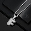 Brass Micro Pave Clear Cubic Zirconia Chunky Initial Pendant Necklaces WG24EA8-06-1