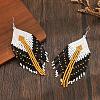 Bohemian Style Handmade Glass Seed Beads Hexagon Tassel Stud Earrings KO7700-5