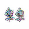 201 Stainless Steel Flower Pendants STAS-S119-060-2