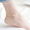 Love Heart 304 Stainless Steel Double Layer Anklets for Women FS-WG96390-01-3