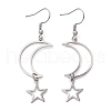 Non-Tarnish Hollow Star and Moon 304 Stainless Steel Dangle Earrings EJEW-JE05311-02-1