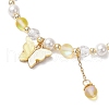 5Pcs Frosted Dyed Synthetic Moonstone & Shell Pearl Round Beads Stretch Bracelets BJEW-JB11822-5
