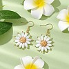Natural Lava Rock Flower Dangle Earrings EJEW-TA00568-02-2
