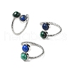 Natural Malachite & Lapis Lazuli Finger Rings RJEW-A068-03P-01-4