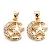 Brass Micro Pave Clear Cubic Zirconia Beads Pendant ZIRC-M114-06G-1