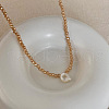 Natural Shell Initial Pendant Glass Beaded Pendant Necklaces FS-WG76541-17-1