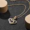 304 Stainless Steel Crystal Rhinestone Heart Pendant Cable Chain Necklaces for Women NJEW-Z056-01B-G-1