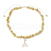 Natural Topaz Jade Chip & Imitaton Round Pearl Beaded Adjustable Necklaces NJEW-JN05227-02-4