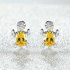 Tortoise Zinc Alloy Cubic Zirconia Stud Earrings WG8EE25-05-1