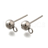 201 Stainless Steel Stud Earring Findings STAS-R156-01P-04-1
