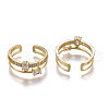 Adjustable Brass Micro Pave Clear Cubic Zirconia Cuff Rings ZIRC-Z002-27G-2