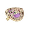 Rack Plating Brass Micro Pave Clear Cubic Zirconia Pendants KK-H474-24A-01G-2