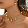 Natural Gemstone Chips & Glass Round Beaded Multilayer Necklaces & Earrings Sets for Women DF6883-3