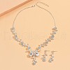 Flower Alloy Rhinestone Pendant Necklaces & Stud Dangle Earrings Sets FS-WG11FB6-02-3