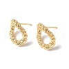 Textured Brass Stud Earring Findings KK-B063-19G-1