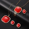 Square 304 Stainless Steel Resin Bangles & Rings & Earrings & Necklaces Sets for Women FS-WG63C6A-01-1