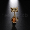 Cat Shaped Dyed Opalite & Rhinestone Brooch Pin PW-WG9719E-02-1