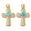 Rack Plating Brass Micro Pave Cubic Zirconia Pendants KK-P268-17A-G-1