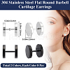 Beebeecraft 16Pcs 2 Colors Flat Round 304 Stainless Steel Barbell Cartilage Earrings EJEW-BBC0001-63-2