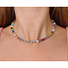 Handmade Evil Eye Flower Lampwork Round Beaded Necklaces FS-WG5DF68-01-1