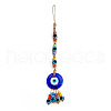 Flat Round with Evil Eye Glass Pendant Decorations EVIL-PW0002-04C-1