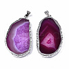 Edge Platinum Plated Natural Agate Slices Big Pendants G-S359-189B-2