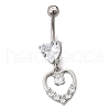 Alloy Crystal Rhinestone Dangle Curved Barbell Belly Rings AJEW-R007-04P-06-2