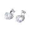 Brass Cubic Zirconia Clip-on Earrings WGE68B6-01-2