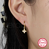 925 Sterling Silver Micro Pave Cubic Zirconia Dangle Hoop Earrings BG2685-1-2