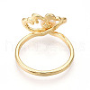 Mother's Day Jewellery Flower Brass Finger Rings RJEW-N049-01G-3