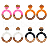 FIBLOOM 3 Pairs 3 Colors Resin & Wooden Donut Dangle Stud Earrings with 316 Surgical Stainless Steel Pins EJEW-FI0002-47-1